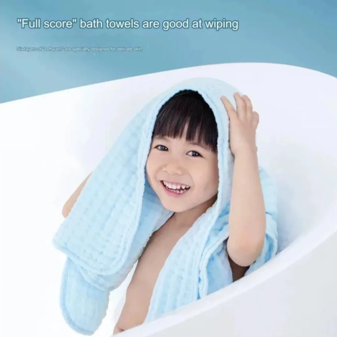 Purcotton Airysoft Gauze Bath Towel 4 Integrated Layers 160cm x 90cm Blue