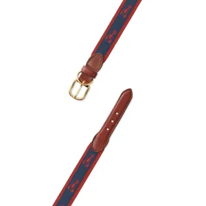 Red & Navy Lobster Motif Dog Collar