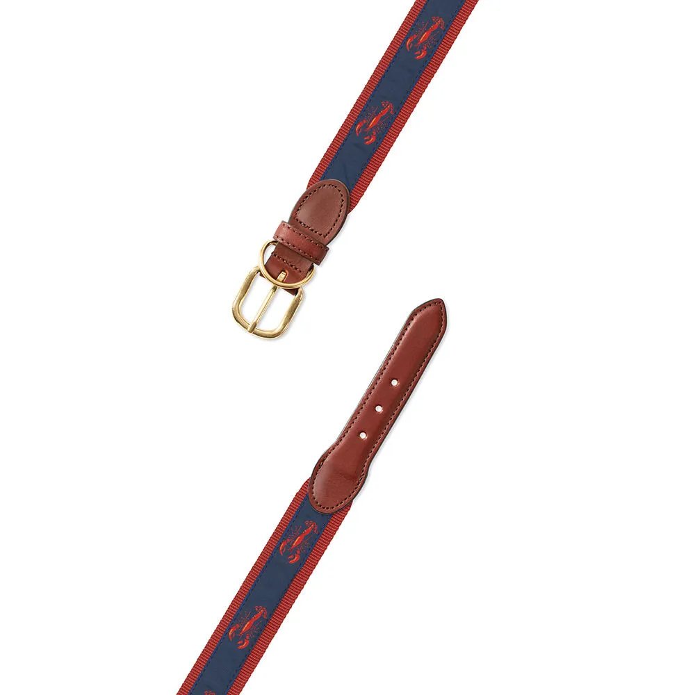 Red & Navy Lobster Motif Dog Collar