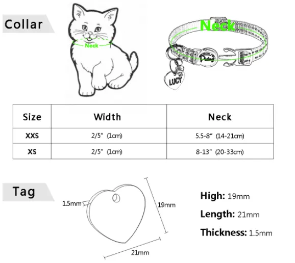 Reflective Kitten Collar with ID Tag