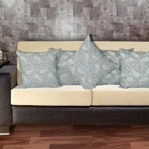 Ruksaana Printed Cushion Cover (Teal) - Set Of Five