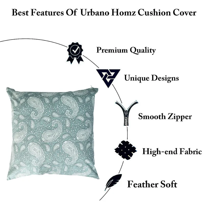Ruksaana Printed Cushion Cover (Teal) - Set Of Five