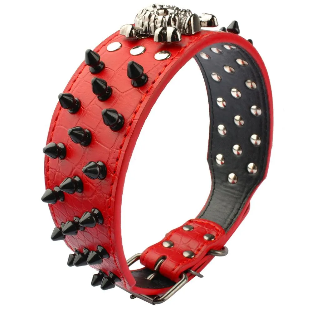 Skull Embellished Leather Collar