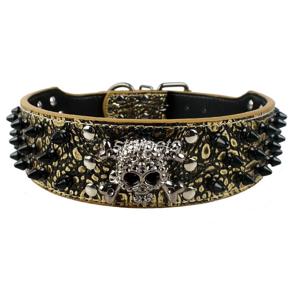 Skull Embellished Leather Collar