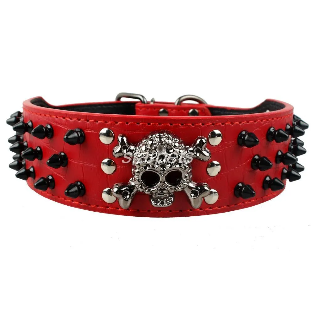 Skull Embellished Leather Collar
