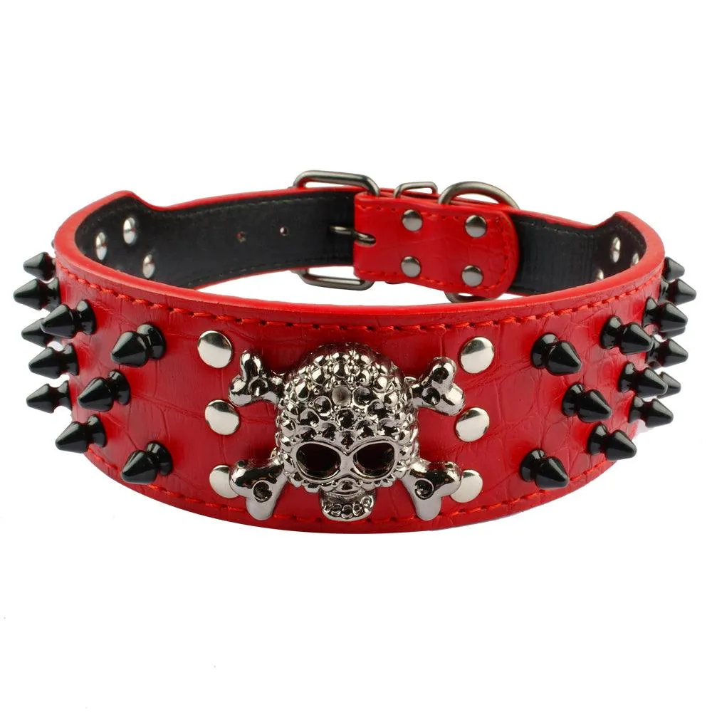 Skull Embellished Leather Collar