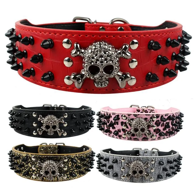 Skull Embellished Leather Collar