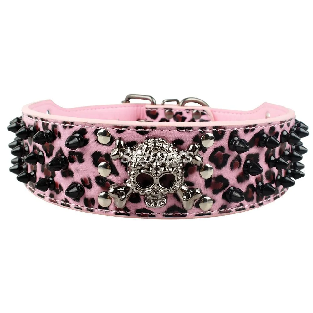 Skull Embellished Leather Collar
