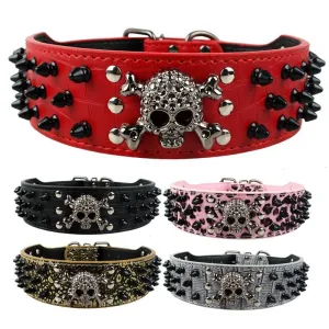 Skull Embellished Leather Collar