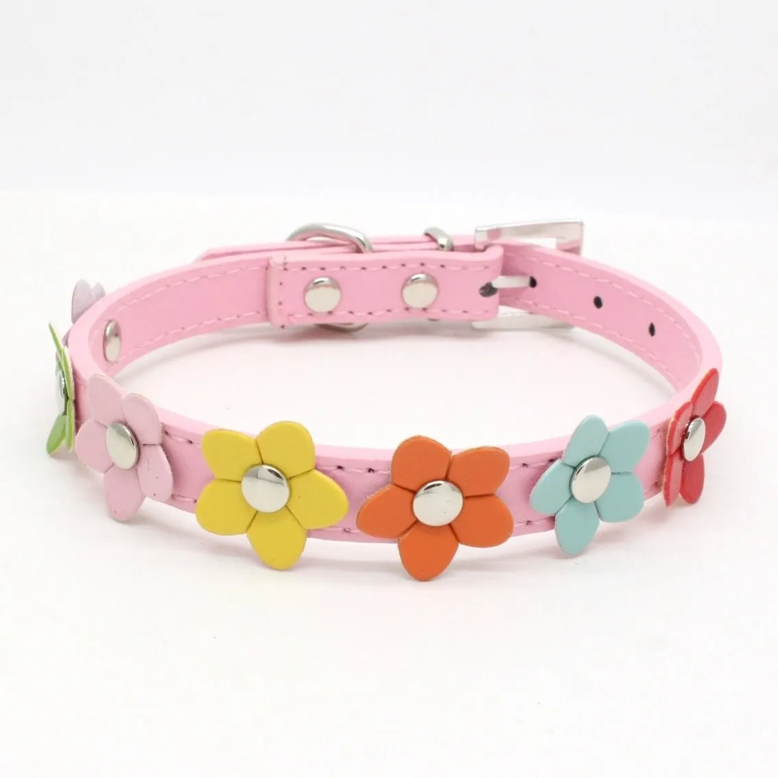 Small Flowers PU Pet Collar