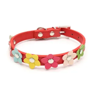 Small Flowers PU Pet Collar