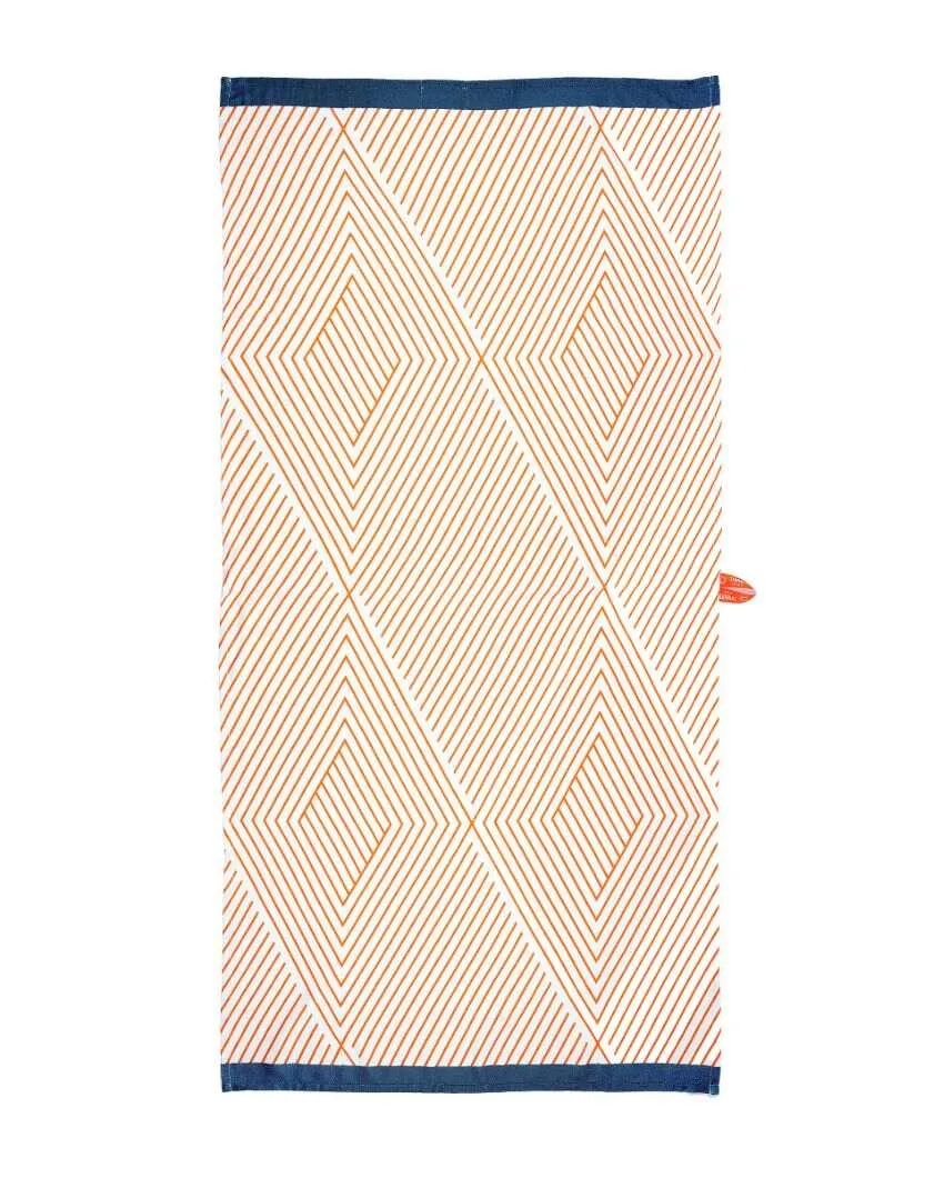 Tangerine Dream And Floral Tile Bamboo Bath Towels | Set Of 2 | 55 X 27 inches | Get a Freebie