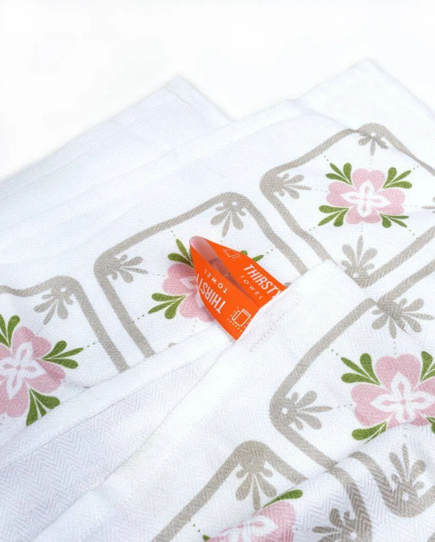 Tangerine Dream And Floral Tile Bamboo Bath Towels | Set Of 2 | 55 X 27 inches | Get a Freebie