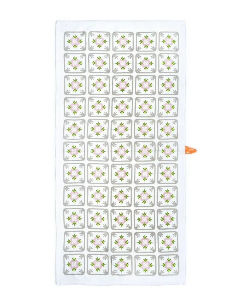 Tangerine Dream And Floral Tile Bamboo Bath Towels | Set Of 2 | 55 X 27 inches | Get a Freebie