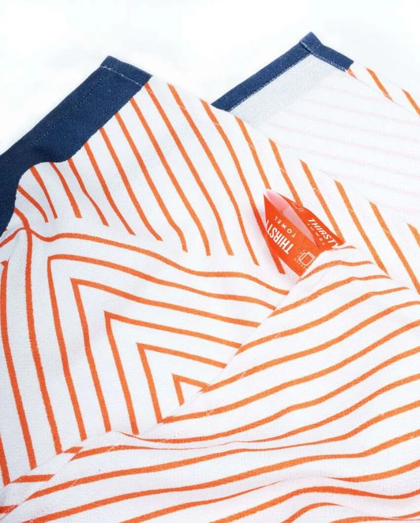 Tangerine Dream And Floral Tile Bamboo Bath Towels | Set Of 2 | 55 X 27 inches | Get a Freebie
