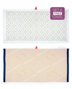 Tangerine Dream And Floral Tile Bamboo Bath Towels | Set Of 2 | 55 X 27 inches | Get a Freebie