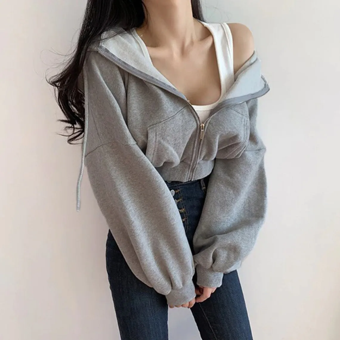 Thick Aesthetics Cropped Baggy Hoodies