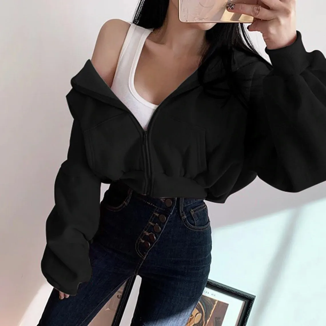 Thick Aesthetics Cropped Baggy Hoodies