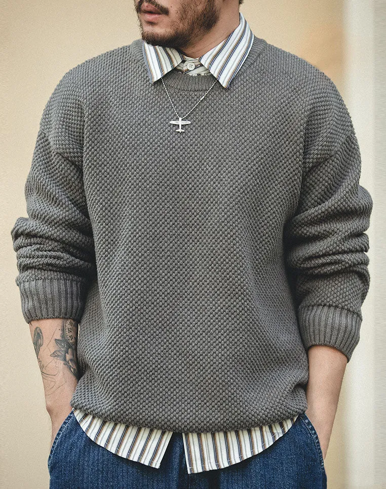 Tooling Retro Pineapple Pattern Drop-Shoulder Men's Sweater