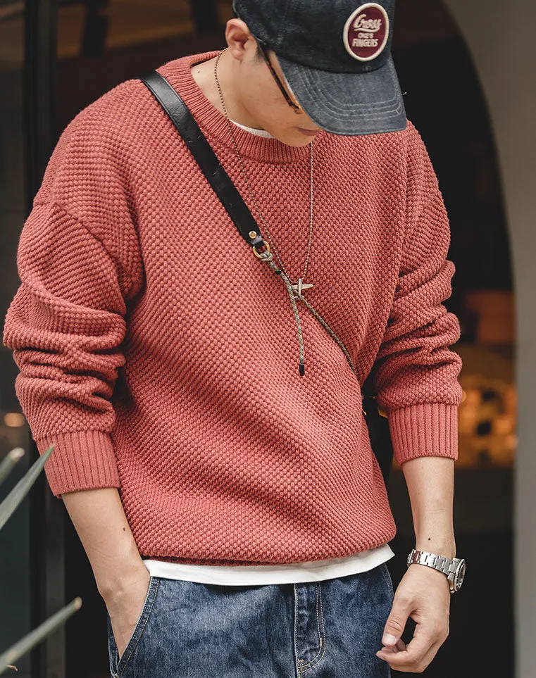 Tooling Retro Pineapple Pattern Drop-Shoulder Men's Sweater