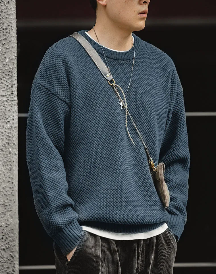 Tooling Retro Pineapple Pattern Drop-Shoulder Men's Sweater