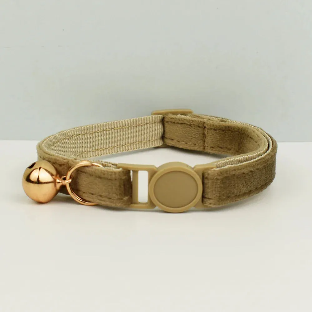 Velvet Cat Collar with Adjustable Safety and Bell
