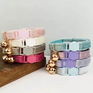 Velvet Cat Collar with Adjustable Safety and Bell