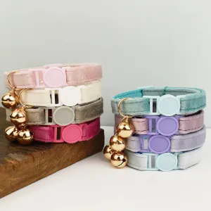 Velvet Cat Collar with Adjustable Safety and Bell