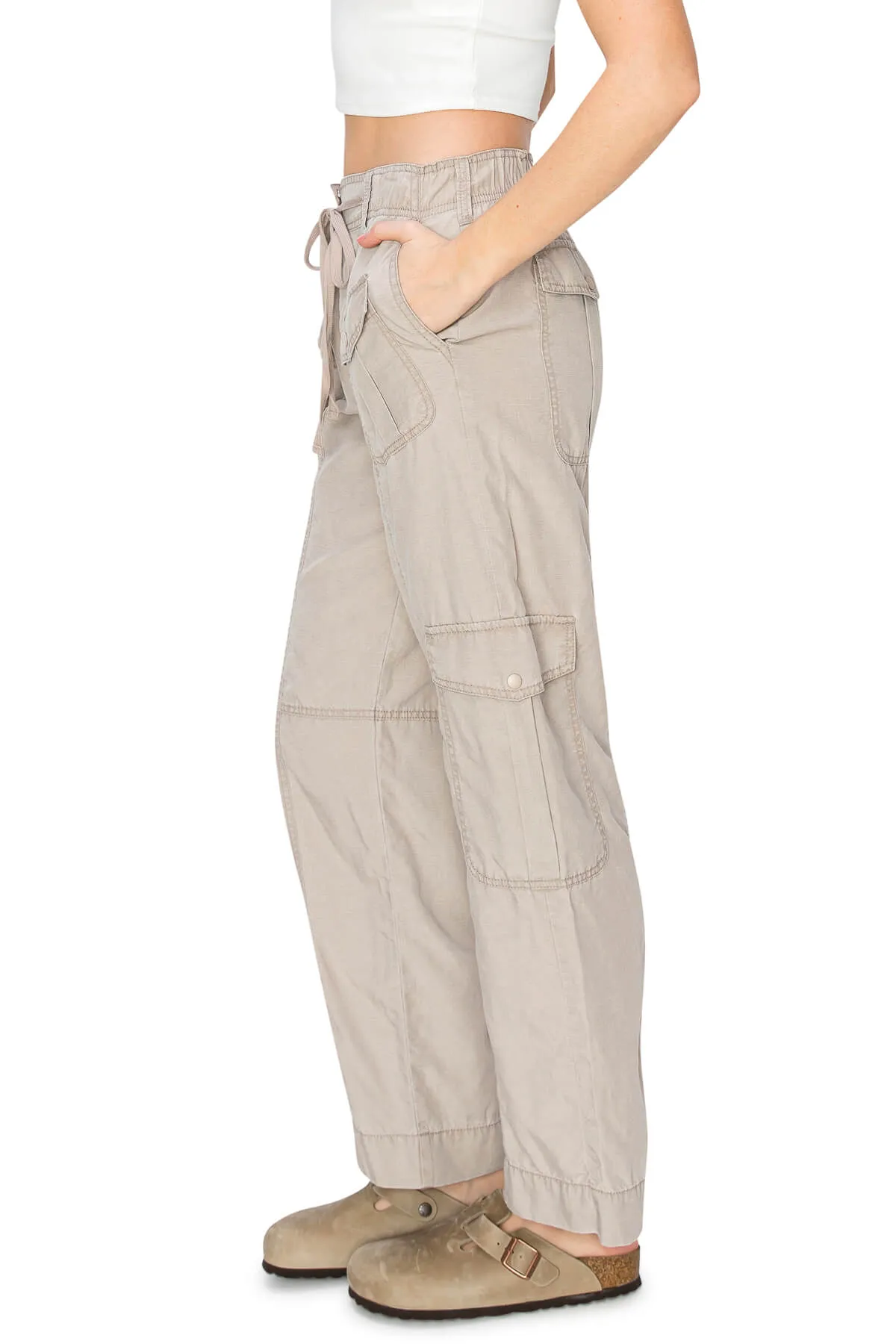 Washed Linen Cargo Pants - Goat