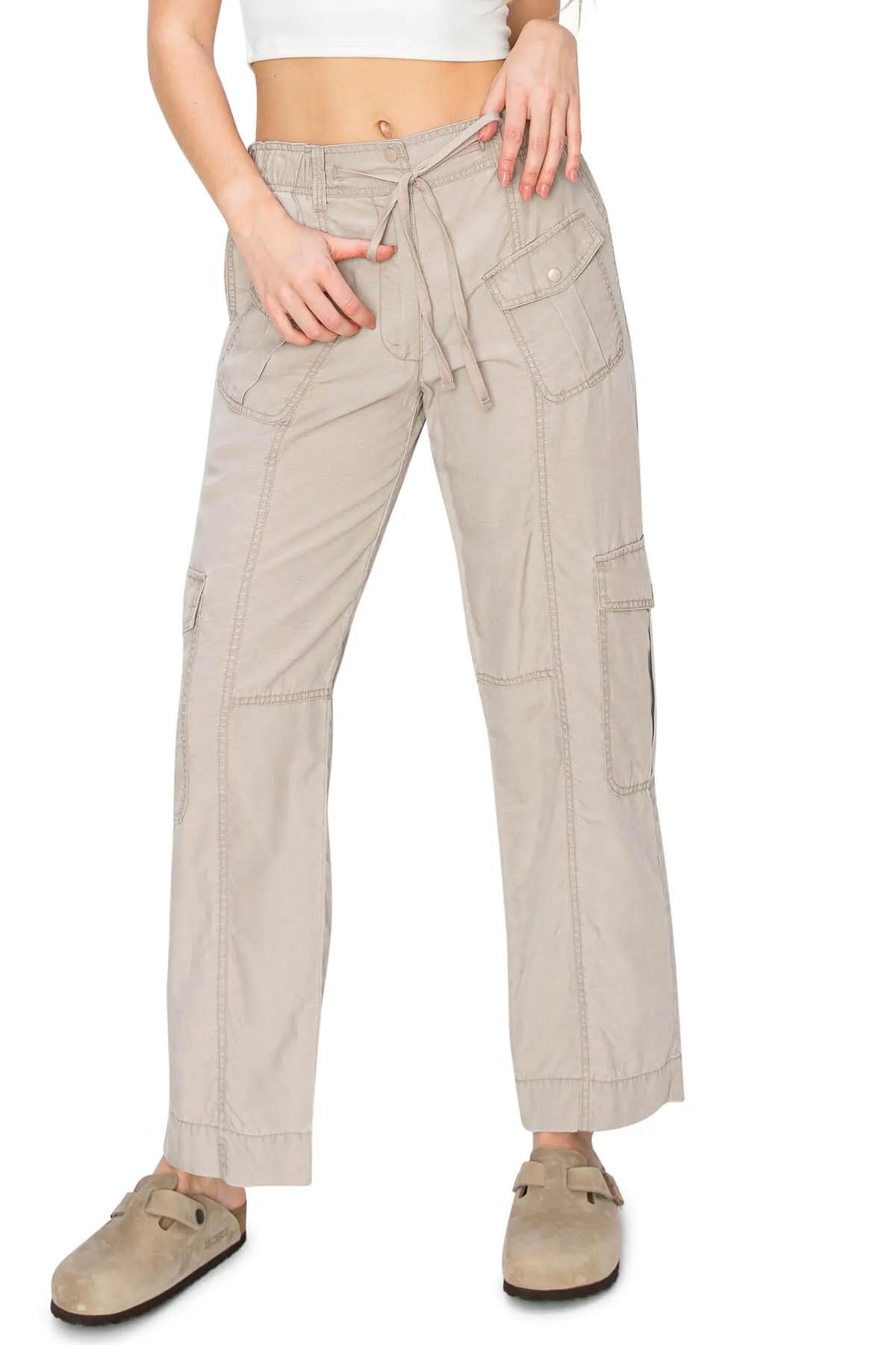 Washed Linen Cargo Pants - Goat