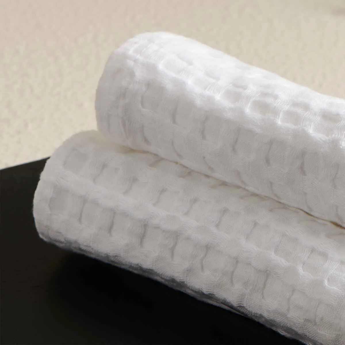 White Textured Waffle Face Towel