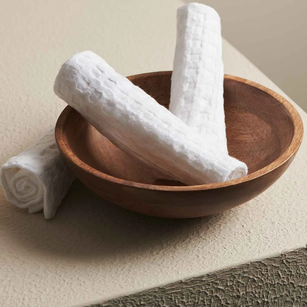 White Textured Waffle Face Towel