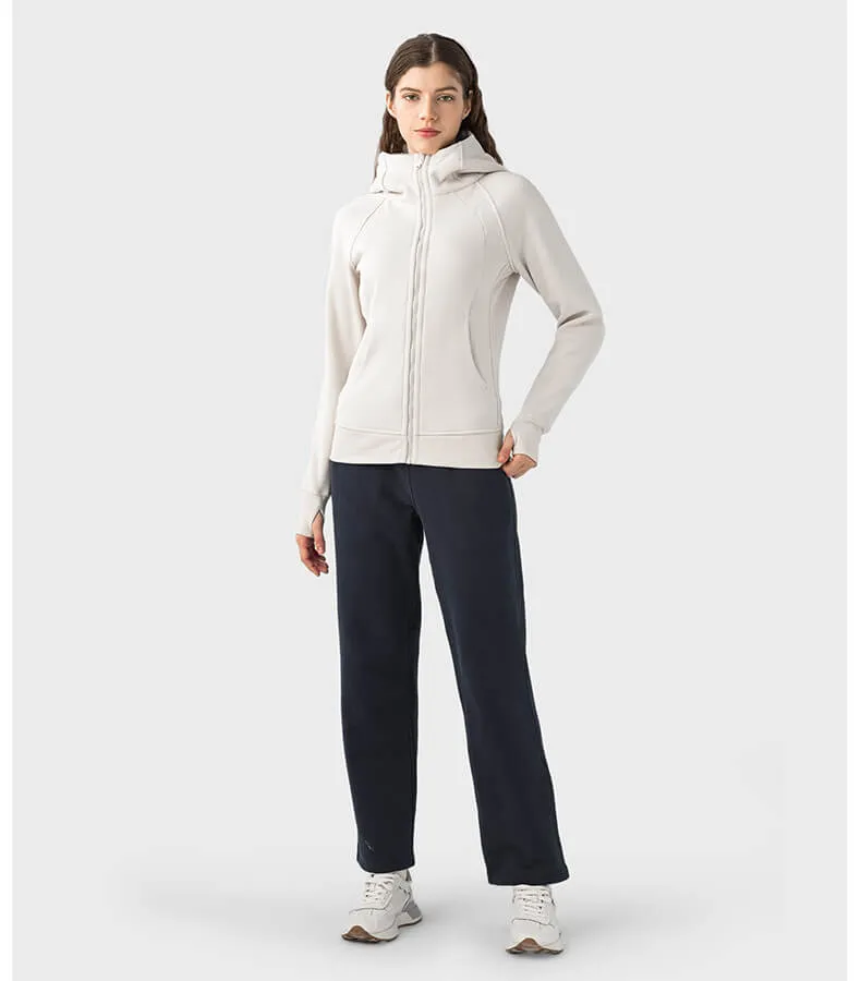 Women's Casual Hooded Sports Jacket with Fleece