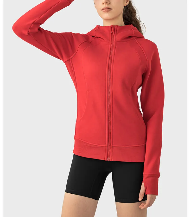 Women's Casual Hooded Sports Jacket with Fleece