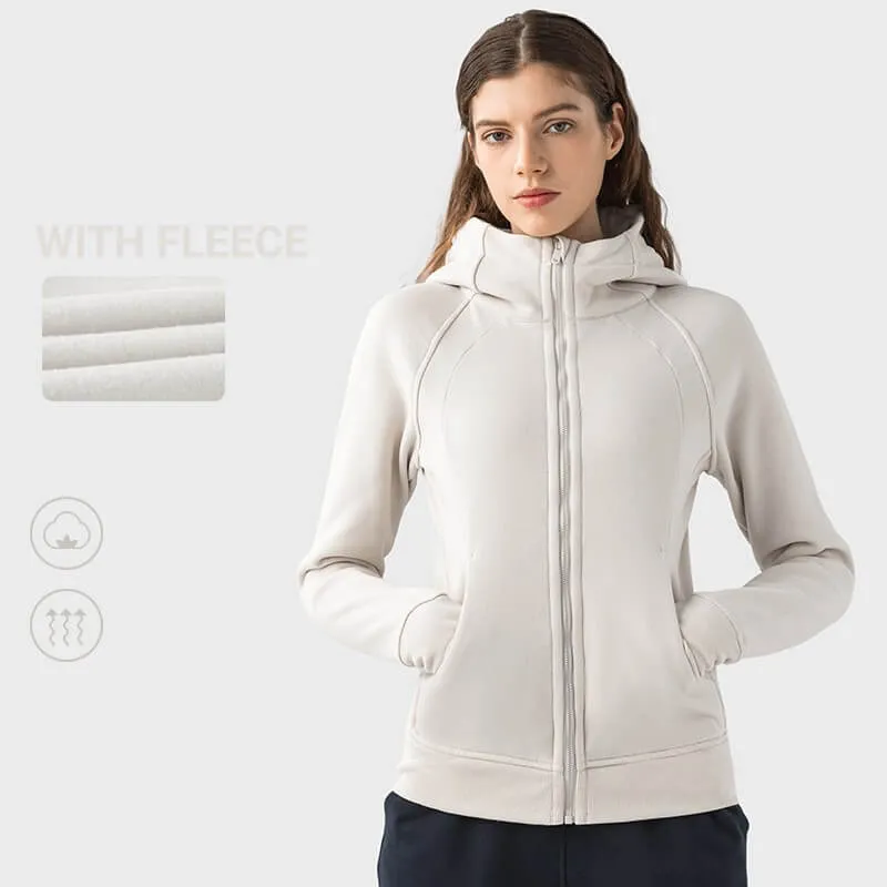 Women's Casual Hooded Sports Jacket with Fleece
