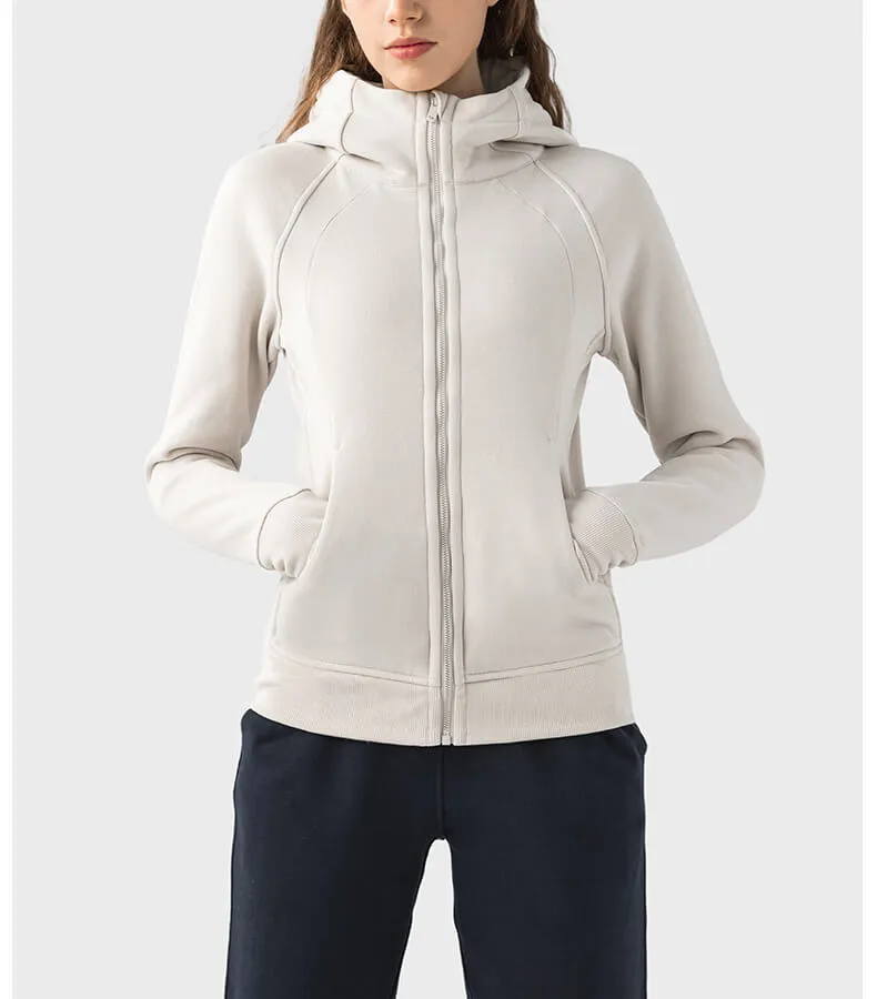 Women's Casual Hooded Sports Jacket with Fleece