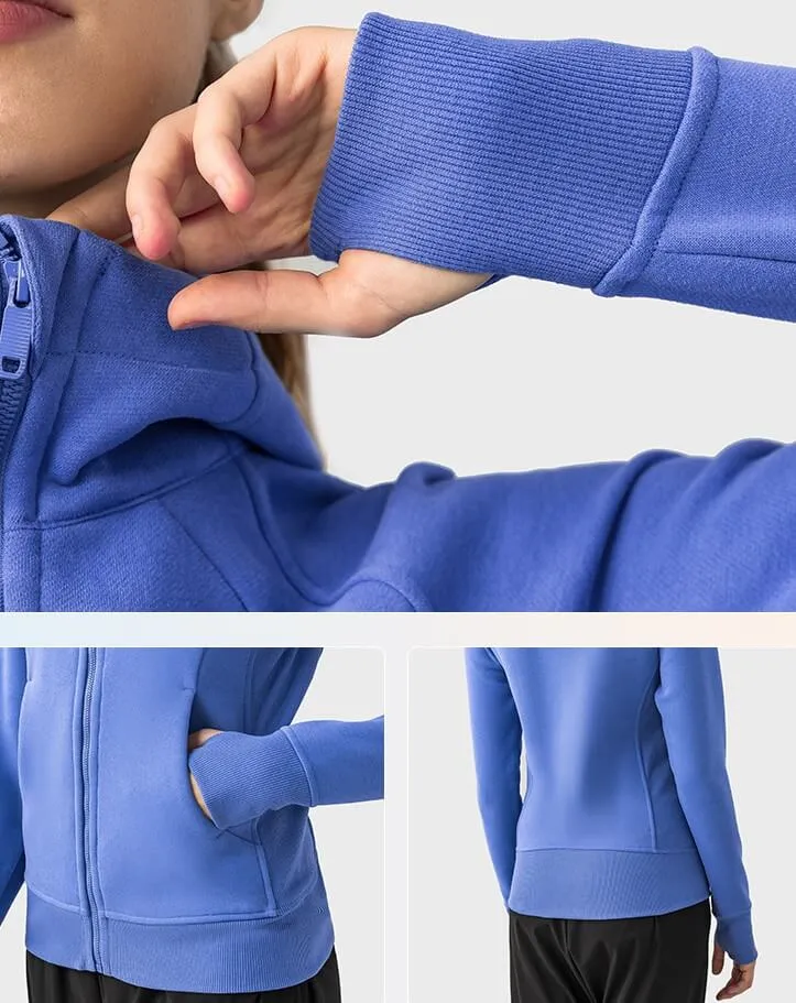 Women's Casual Hooded Sports Jacket with Fleece