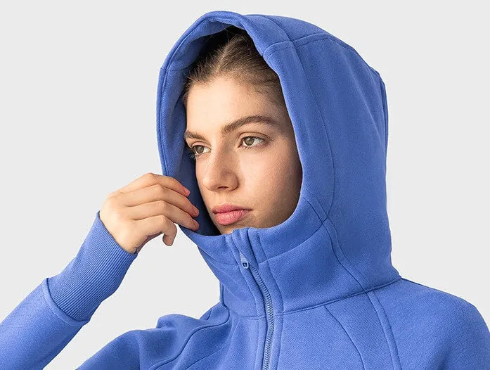 Women's Casual Hooded Sports Jacket with Fleece