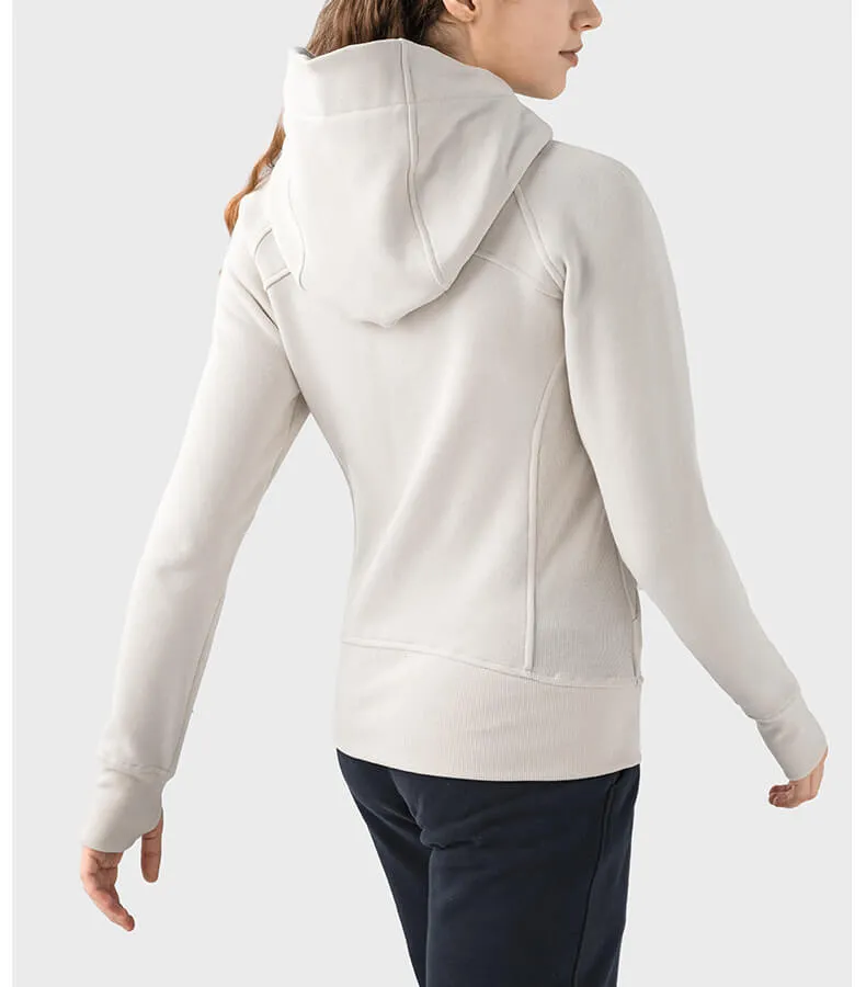 Women's Casual Hooded Sports Jacket with Fleece