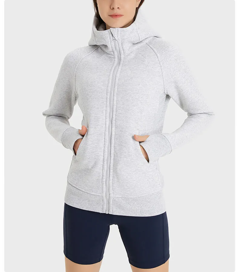Women's Casual Hooded Sports Jacket with Fleece