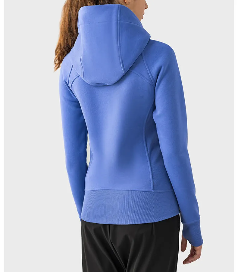 Women's Casual Hooded Sports Jacket with Fleece