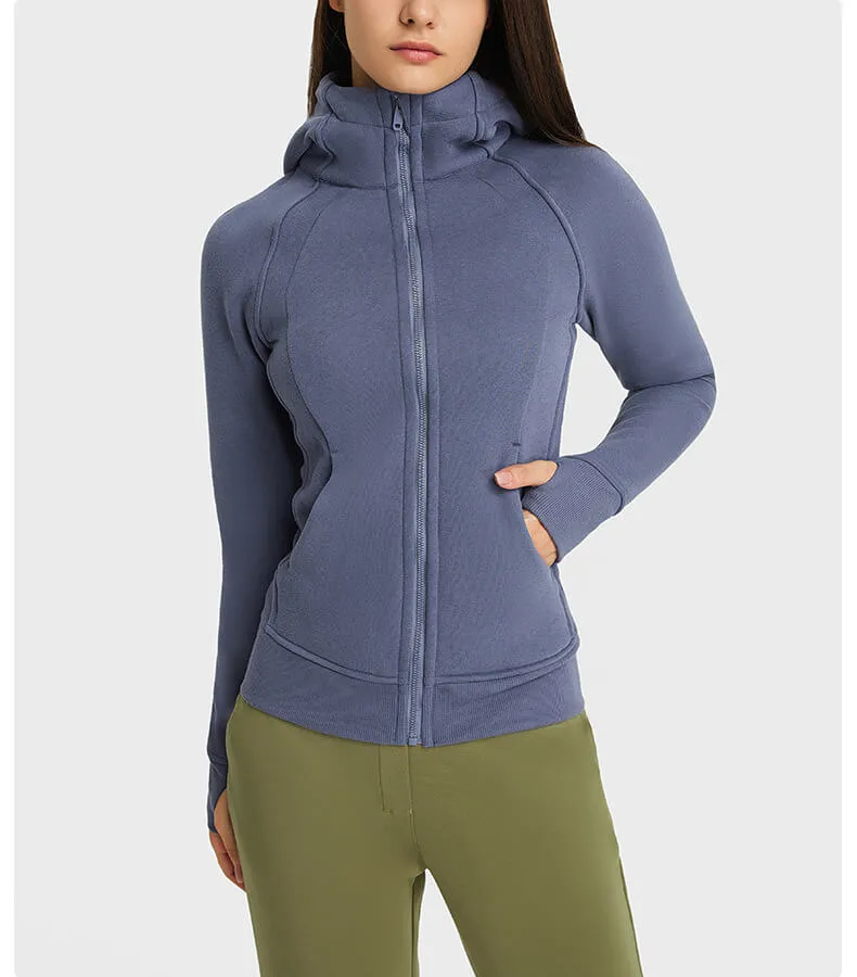 Women's Casual Hooded Sports Jacket with Fleece