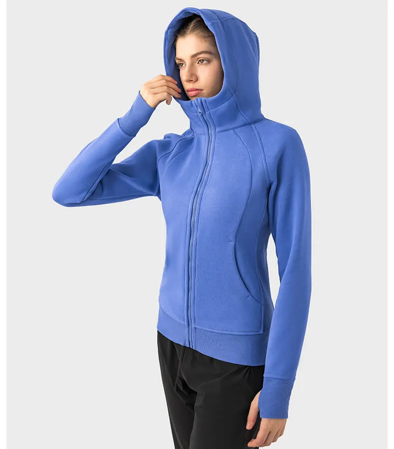 Women's Casual Hooded Sports Jacket with Fleece