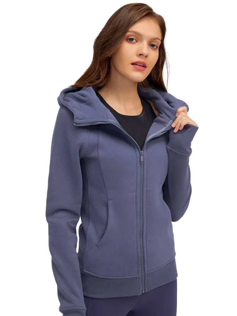 Women's Casual Hooded Sports Jacket with Fleece