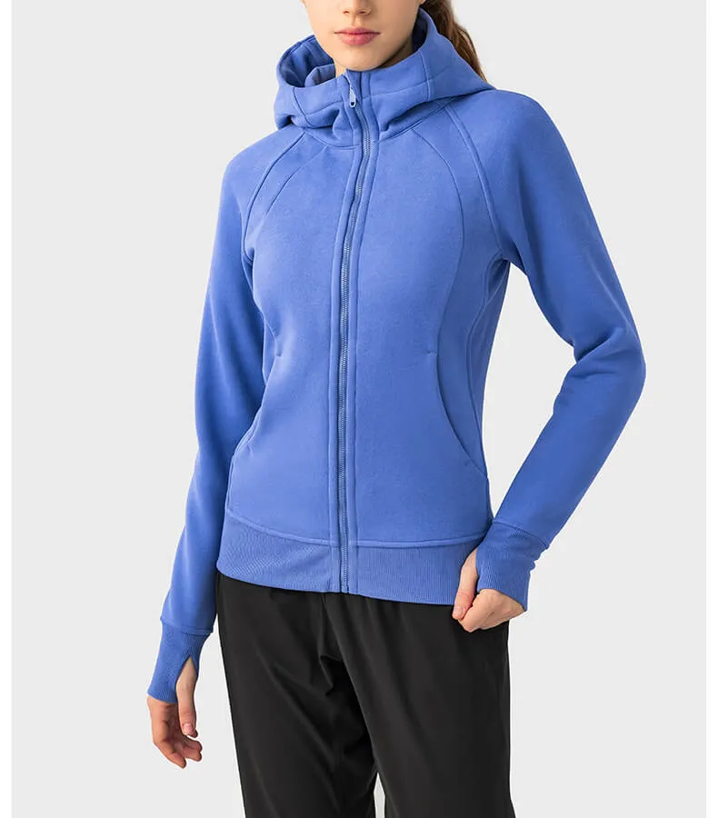 Women's Casual Hooded Sports Jacket with Fleece