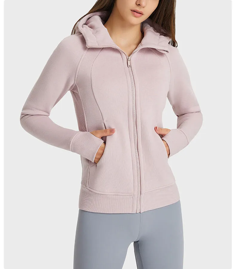 Women's Casual Hooded Sports Jacket with Fleece