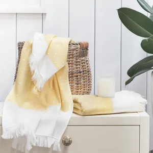 Yellow Dot Fouta Towel Spa Bundle (2 Wash   2 Hand   4 Bath Towels)