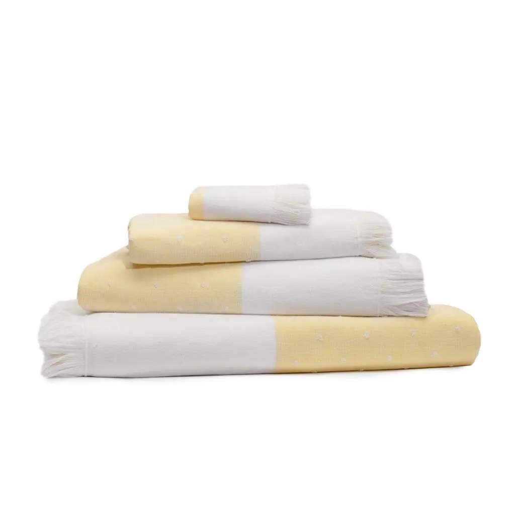 Yellow Dot Fouta Towel Spa Bundle (2 Wash   2 Hand   4 Bath Towels)
