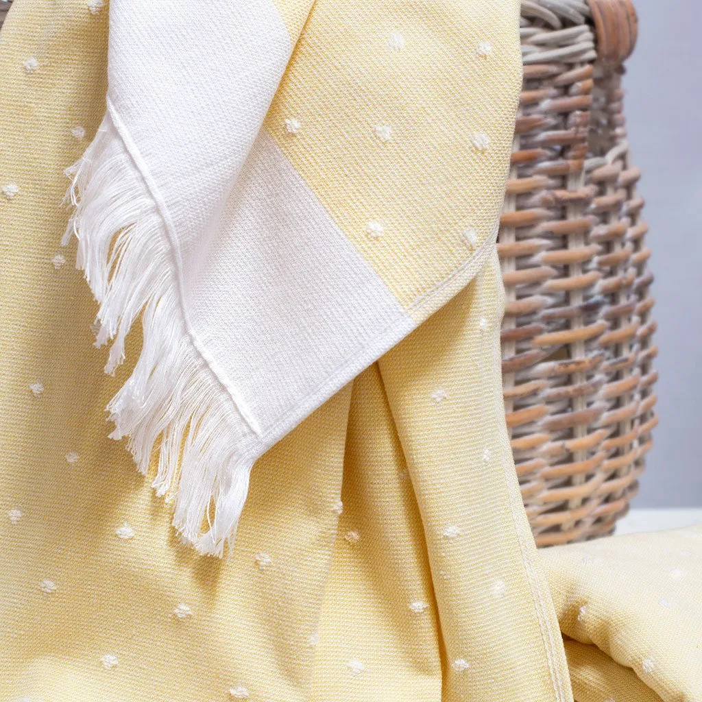 Yellow Dot Fouta Towel Spa Bundle (2 Wash   2 Hand   4 Bath Towels)