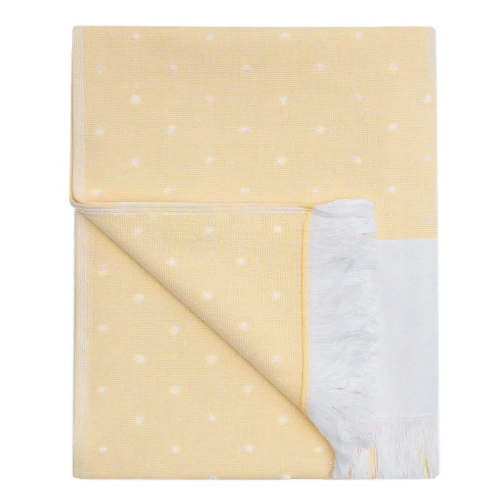 Yellow Dot Fouta Towel Spa Bundle (2 Wash   2 Hand   4 Bath Towels)